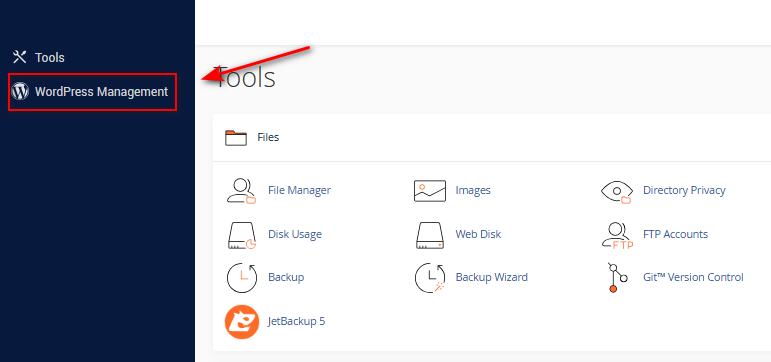 Tìm kiếm WordPress Toolkit trên Cpanel