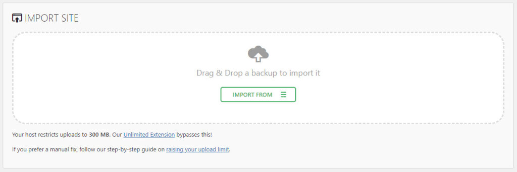 backup va restore wordpress bang plugin all in one wp migration 7